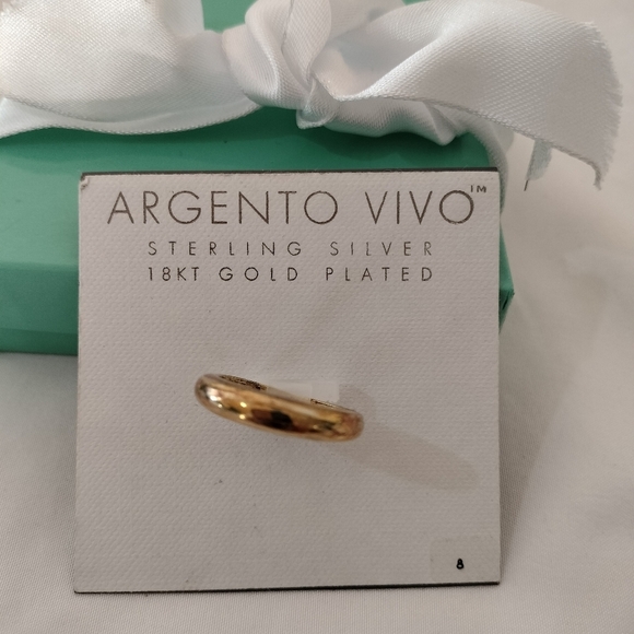 Argento Vivo Jewelry - Argento Vivo Sterling Silver 18kt Gold Plated Ring, size 8